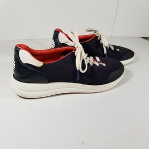 Tory Burch Sport Sneakers Women's 8M Red White Blue Leather Fabric